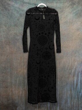 NWT Hot Topic Cosmic Aura Mesh Velvet Whimsigoth Witchy Maxi Dress - Medium